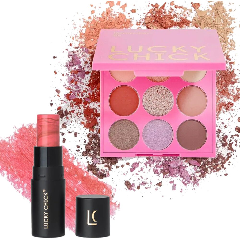 NIB Lucky Chick Eyeshadow Palette + Lip & Cheek Multistick Bundle